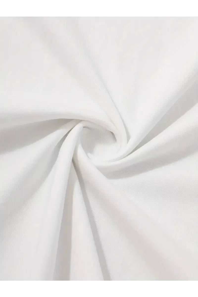 Oversize Bisiklet Yaka Uçak Baskılı T-Shirt - Beyaz