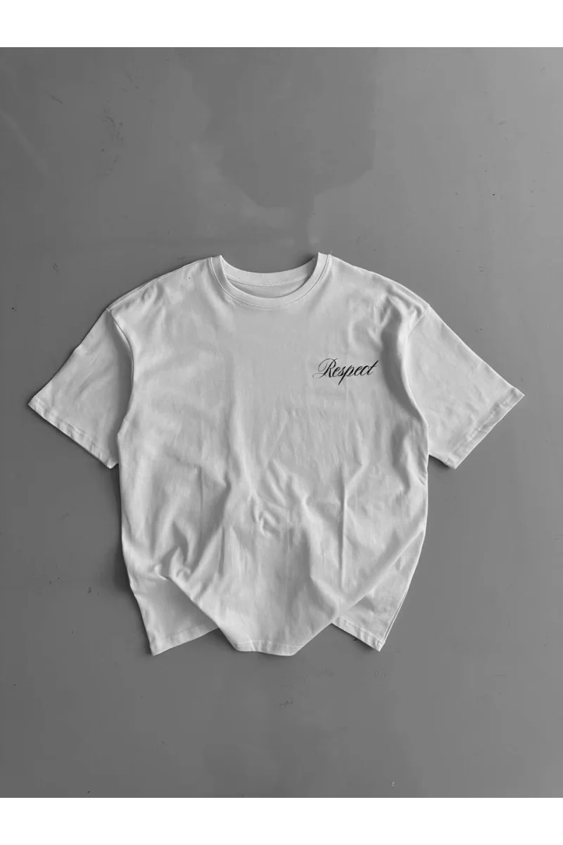 Oversize Bisiklet Yaka Kısa Kol T-Shirt - Beyaz