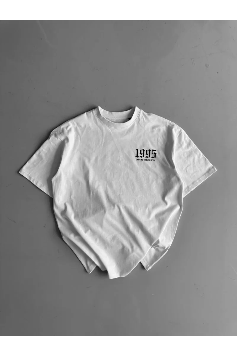 Oversize Bisiklet Yaka Kısa Kol T-Shirt - Beyaz