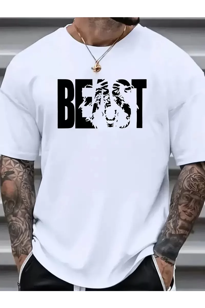 Büyük Beden Baskılı T-Shirt - Beyaz