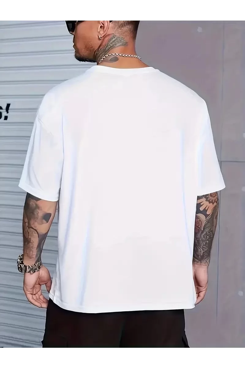 Büyük Beden Baskılı T-Shirt - Beyaz