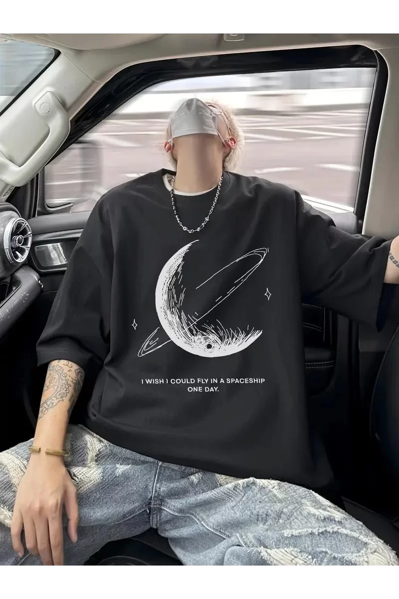 Vintage Büyük Beden T-Shirt - Siyah