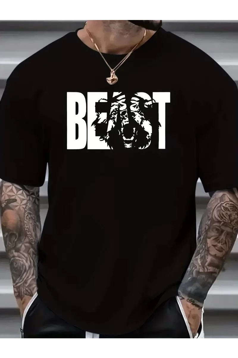 Büyük Beden Baskılı T-Shirt - Siyah