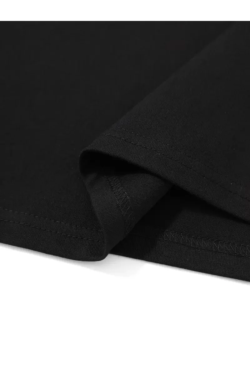 Oversize Bisiklet Yaka Uçak Baskılı T-Shirt - Siyah