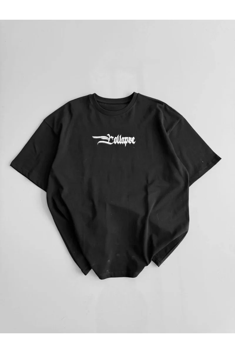 Oversize Bisiklet Yaka Kısa Kol T-Shirt - Siyah