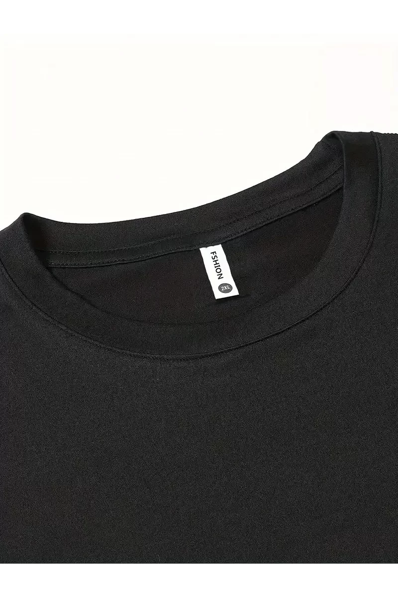 Oversize Bisiklet Yaka Kısa Kol T-Shirt - Siyah