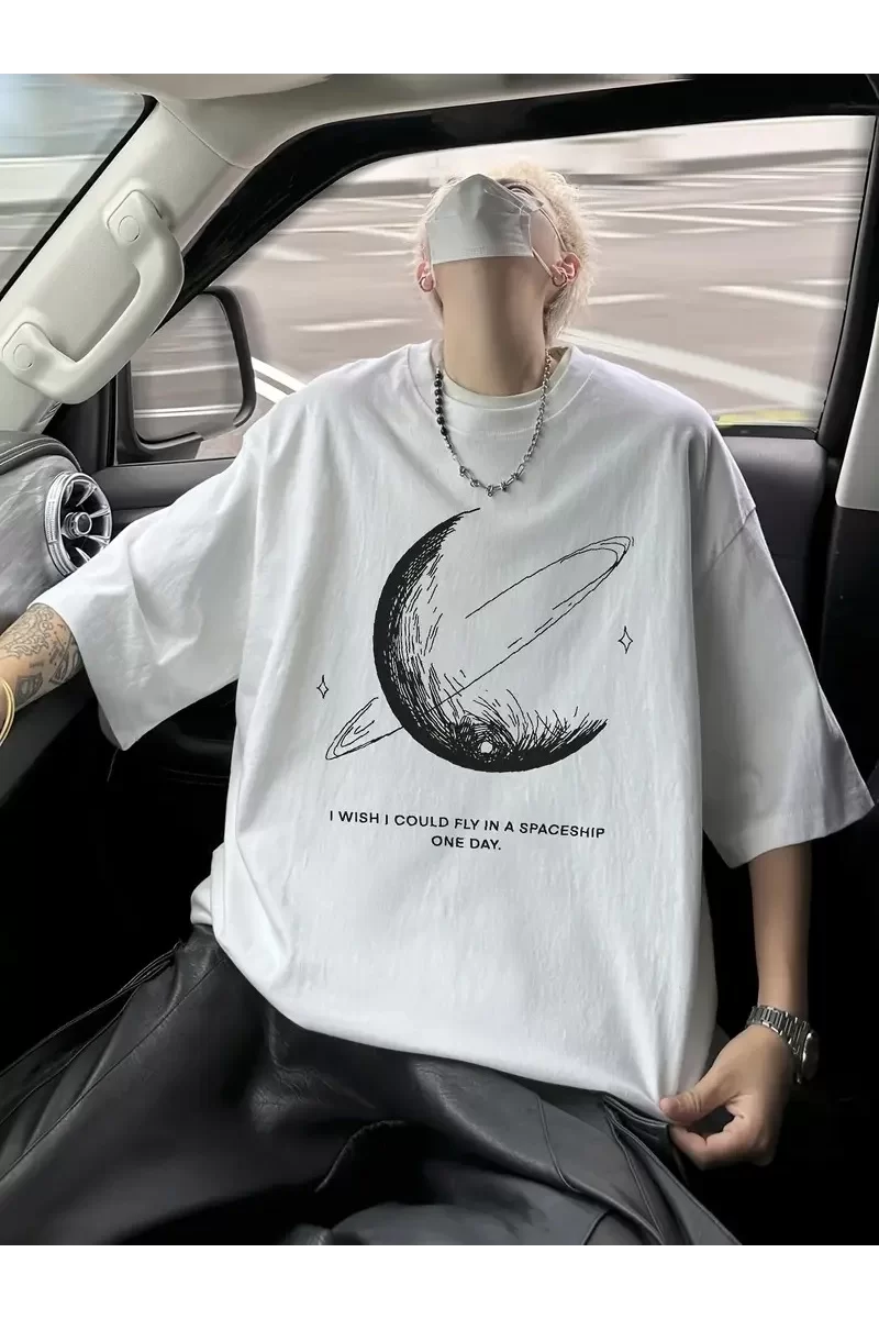 Vintage Büyük Beden T-Shirt - Beyaz