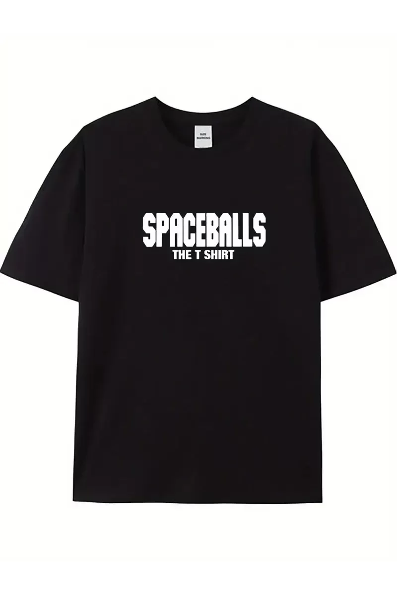 Oversize Bisiklet Yaka Spaceballs Baskılı T-Shirt - Siyah