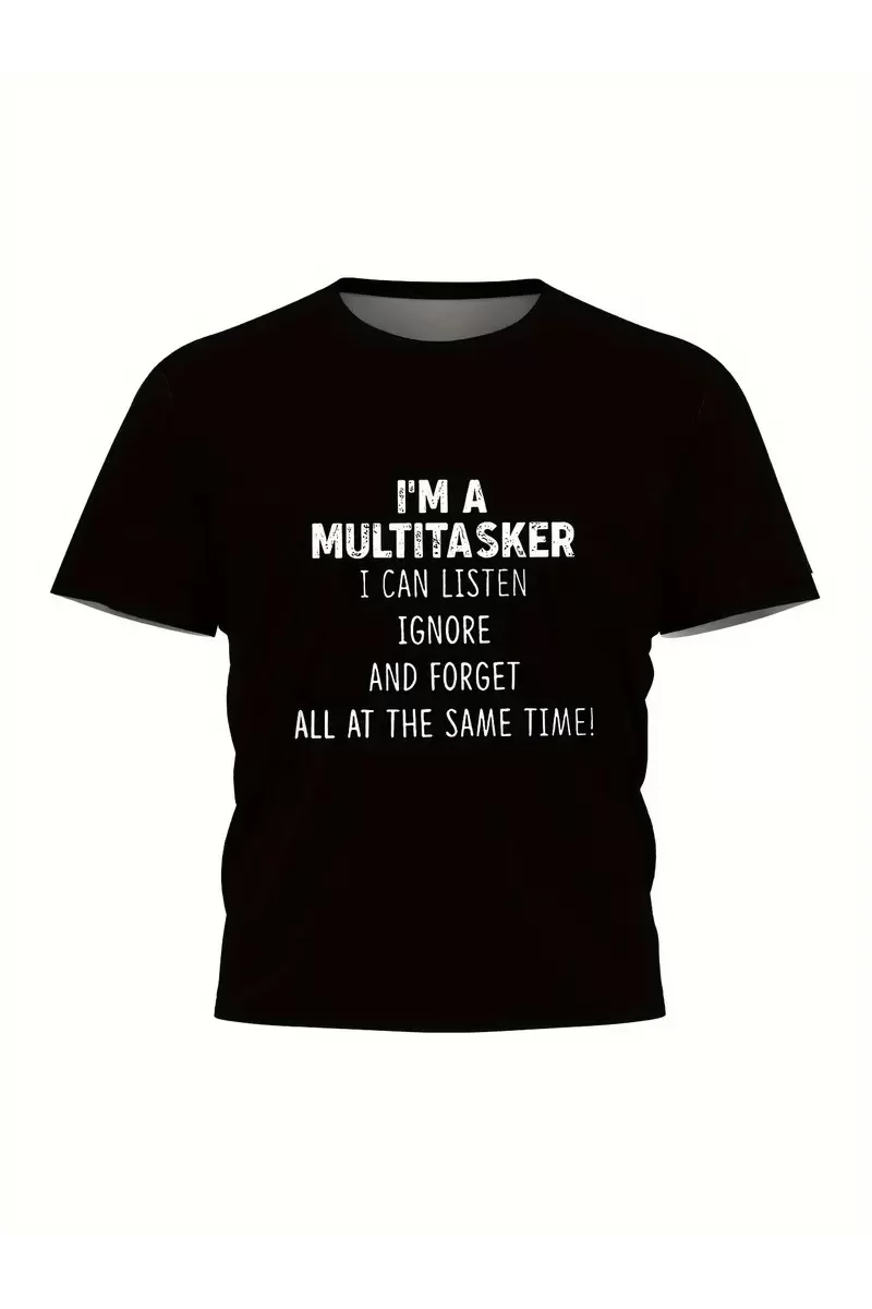 Multitasker Baskılı Oversize T-Shirt - Siyah