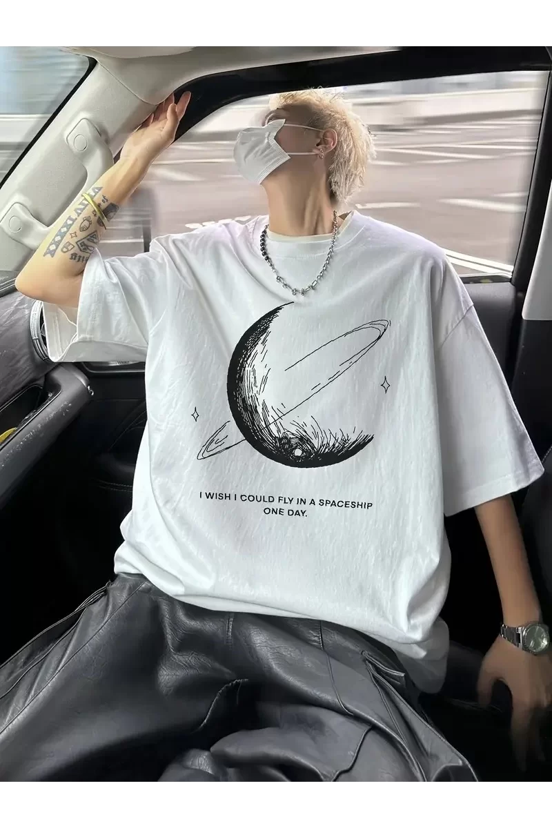 Vintage Büyük Beden T-Shirt - Beyaz