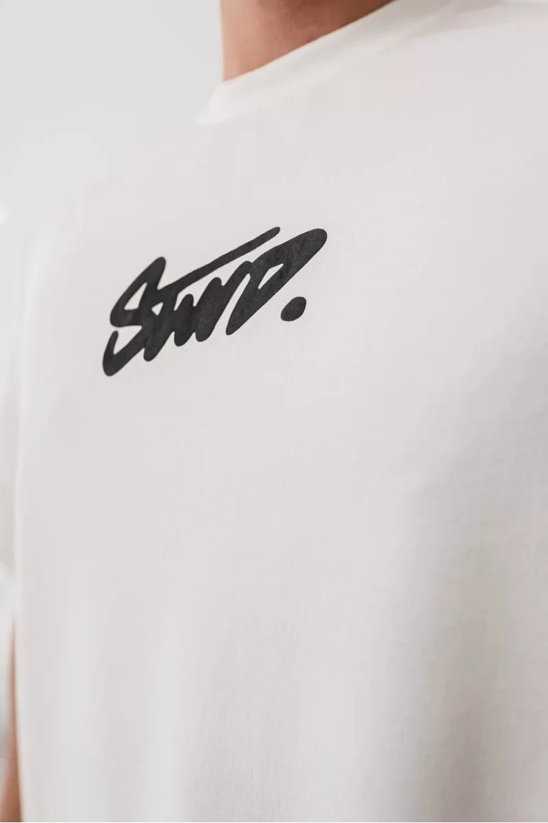 Baskılı Oversize T-shirt - Beyaz