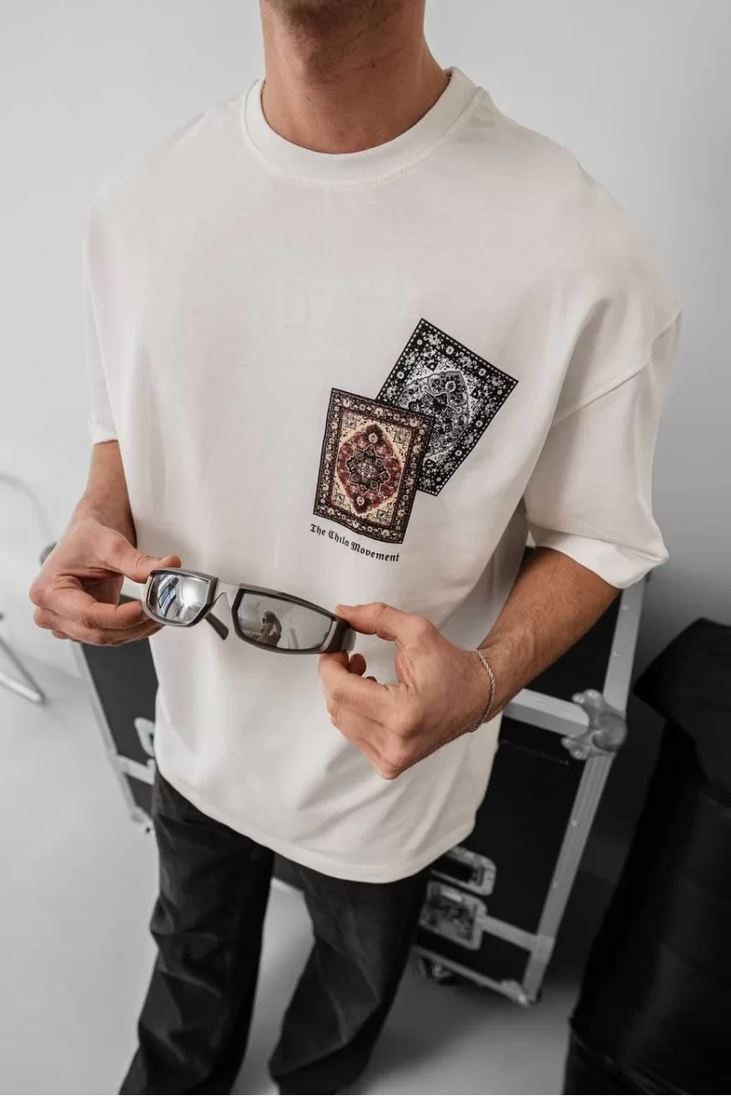 Baskılı Oversize T-shirt - Beyaz