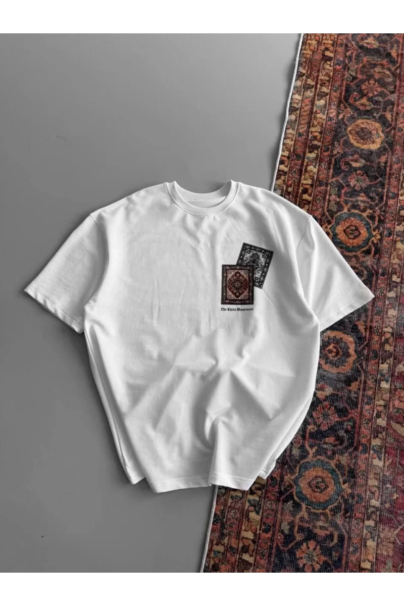 Baskılı Oversize T-shirt - Beyaz