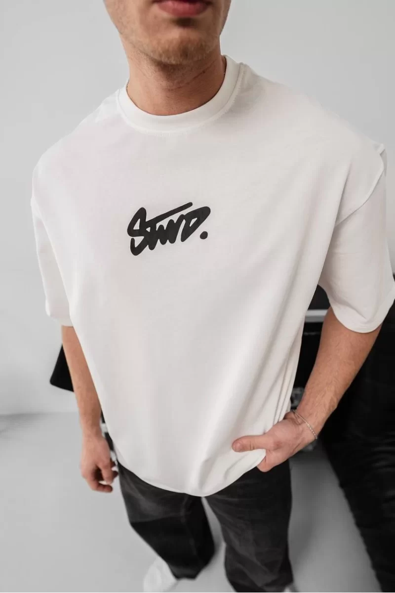 Baskılı Oversize T-shirt - Beyaz