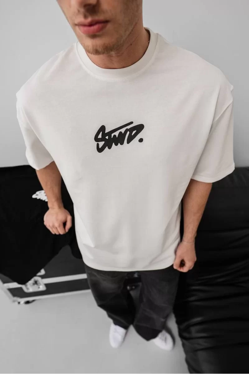 Baskılı Oversize T-shirt - Beyaz