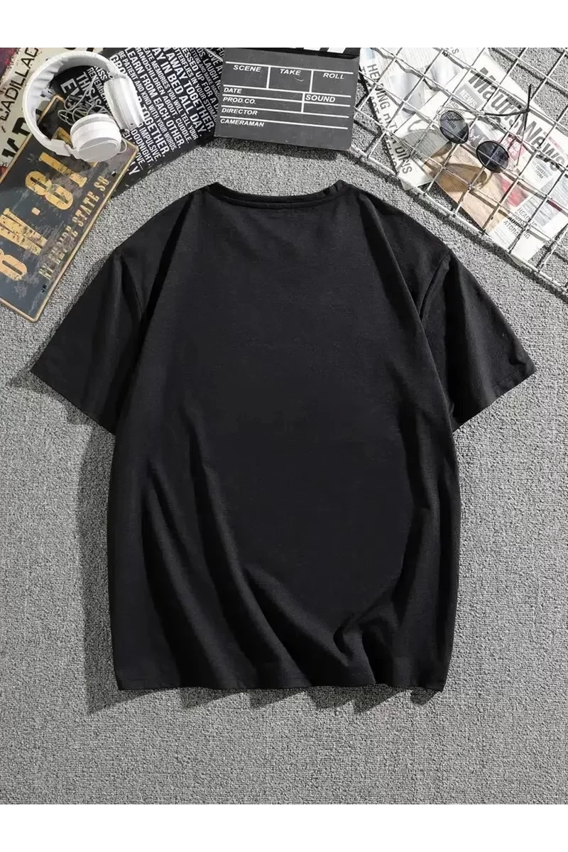 Büyük Beden Dağ Grafikli T-Shirt - Siyah