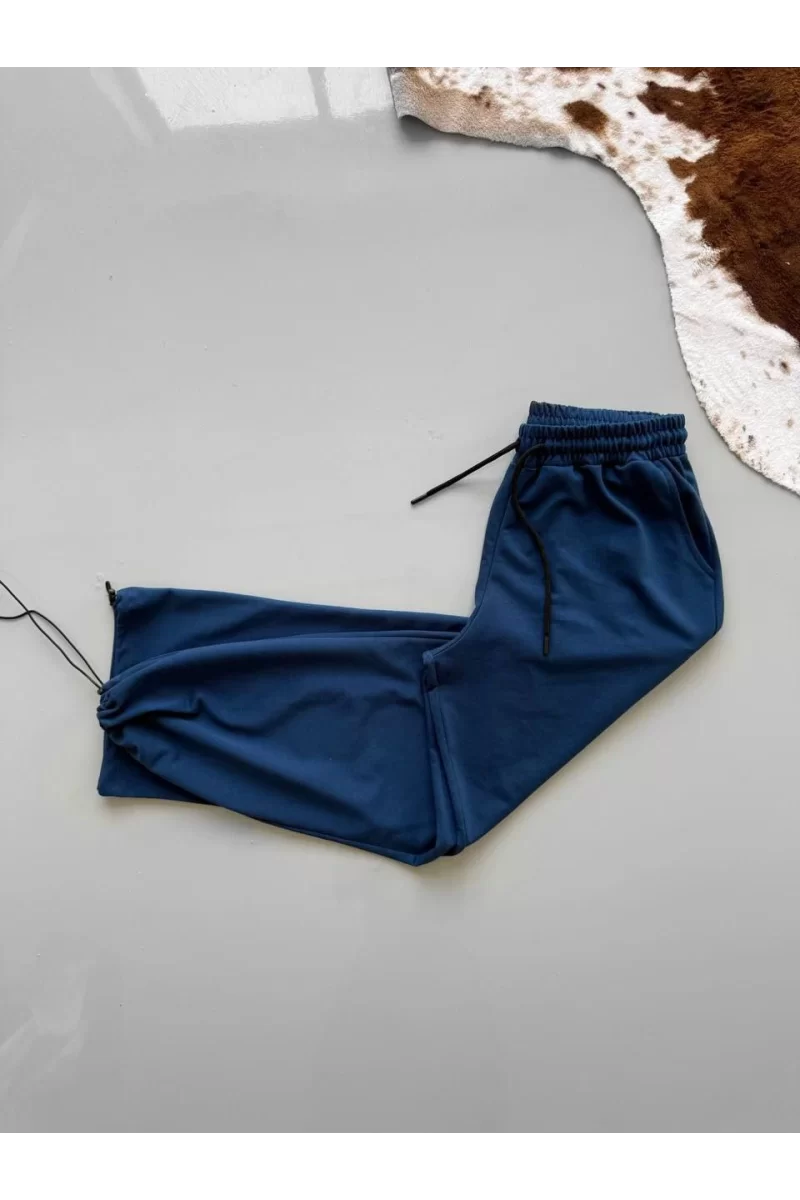 Beli Lastikli Cepli Boru Paça Baggy Eşofman Altı - Turkuaz