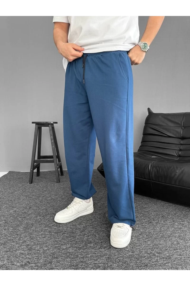 Beli Lastikli Cepli Boru Paça Baggy Eşofman Altı - Turkuaz