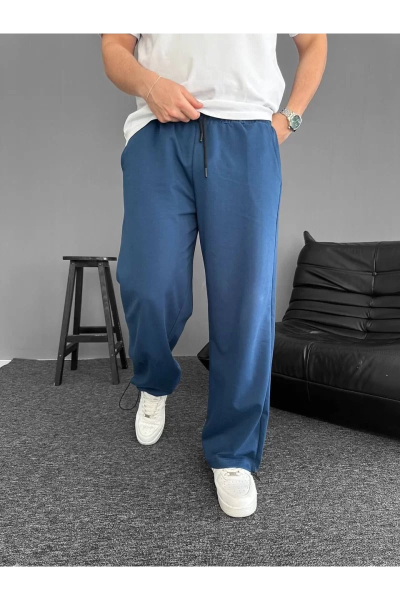 Beli Lastikli Cepli Boru Paça Baggy Eşofman Altı - Turkuaz