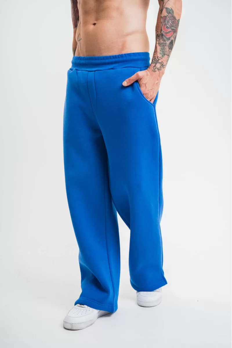 Boru Paça Baggy Eşofman Pantolon - Mavi