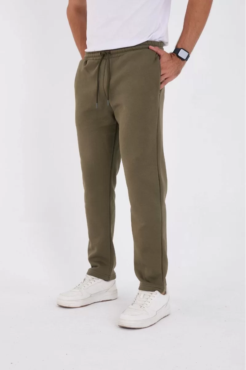 Üç İplik Basic Eşofman Pantolon - Haki