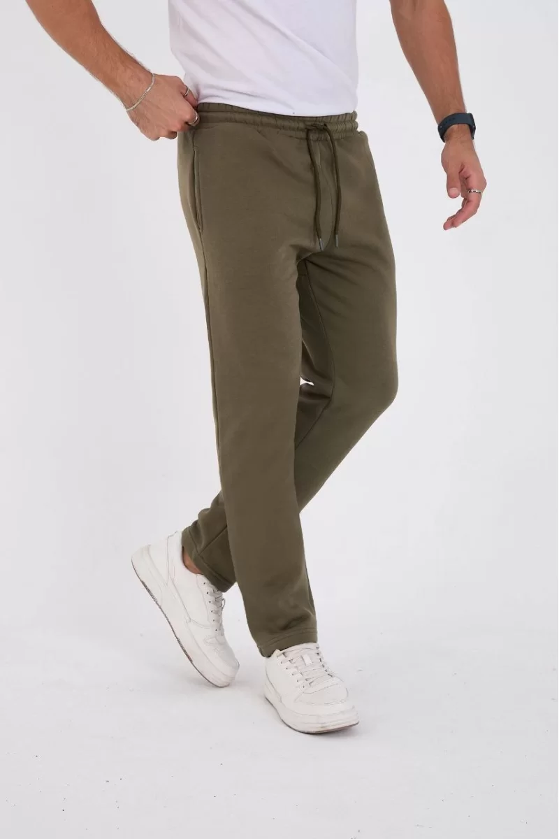 Üç İplik Basic Eşofman Pantolon - Haki