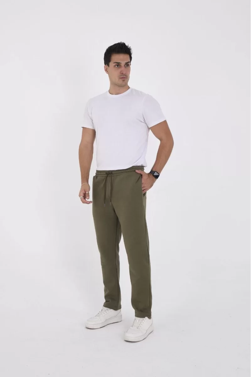 Üç İplik Basic Eşofman Pantolon - Haki