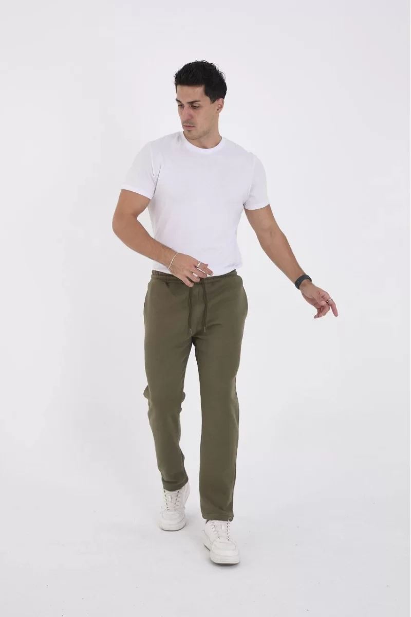 Üç İplik Basic Eşofman Pantolon - Haki