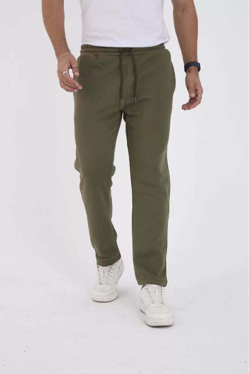 Üç İplik Basic Eşofman Pantolon - Haki